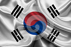 High detailed flag of South Korea. National South Korea flag. Asia. 3D illustration