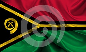 High detailed flag of Vanuatu. National Vanuatu flag. Oceania. 3D illustration