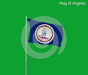 High detailed flag of Virginia. Virginia state flag, National Virginia flag. Flag of state Virginia. USA. America