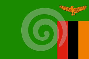 High detailed flag of Zambia. National Zambia flag. Africa. 3D illustration