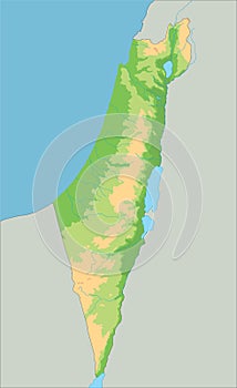 High detailed Israel physical map.