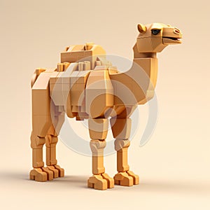 High Detailed Lego Camel Hd Art Rendering In Johannes Itten Style
