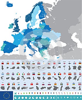High detailed map of Eirope