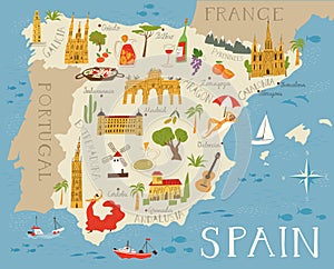 High detailed map of Spain