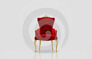 Old red golden king throne isolated over white background.