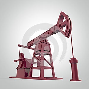 High detailed red metallic pump-jack, oil rig. isolated rendering. fuel industry, economy crisis illustration.