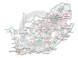 High detailed South Africa highway map.