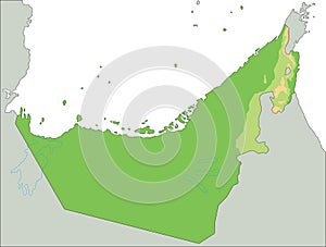 High detailed United Arab Emirates physical map.