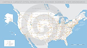 High detailed USA road map vector photo