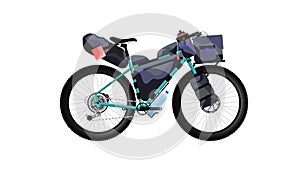 High detailed vector bike. Bikepacking example for bicycle touring