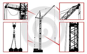 High detailed vector hoisting crane