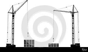 High detailed vector hoisting cranes isolated on white