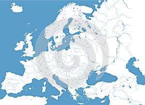 Alto detallado de Europa principal ríos 