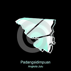 High detailed vector map of Padangsidimpuan Angkola Julu City modern outline, Logo Vector Design. Abstract, designs concept, logo