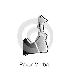 High detailed vector map of Pagar Merbau City modern outline, Logo Vector Design. Abstract, designs concept, logo, logotype photo