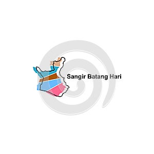 High detailed vector map of Sangir Batang Hari modern outline, Logo Vector Design. Abstract, designs concept, logo, logotype photo