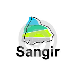 High detailed vector map of Sangir modern outline, Logo Vector Design. Abstract, designs concept, logo, logotype element for photo
