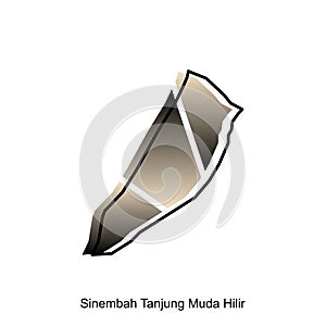 High detailed vector map of Sinembah Tanjung Muda Hilir City modern outline, Logo Vector Design. Abstract, designs concept, logo,