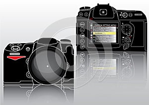 High detailed vector professional SLR camera