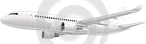 High detailed white airliner, 3d render on a white background. Airplane Take Off, isolated 3d illustration. Airline photo