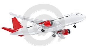 High detailed white airliner, 3d render on a white background. Airplane Take Off, isolated 3d illustration. Airline photo