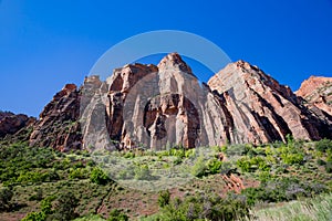 High dramatic rock formations seen fromZION-MT CARMEL HIWAY