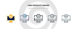 High dynamic range imaging icon in different style vector illustration. two colored and black high dynamic range imaging vector photo