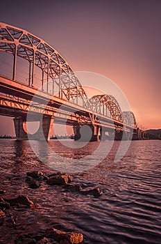 High Dynamic Range Imaging. Metro bridge. Kiev,Ukraine photo