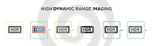 High dynamic range imaging vector icon in 6 different modern styles. Black, two colored high dynamic range imaging icons designed photo