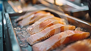 High-Efficiency Fish Processing Machinery in Action at Modern Seafood Plant photo