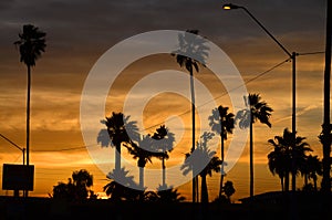 High electric pole at sunset