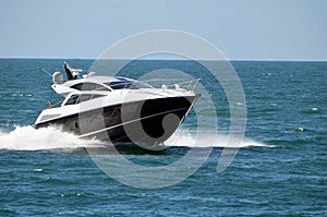 High-end cabin cruiser on Biscayne Bay