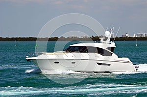 A high-end cabin cruiser on the Florida Intra-Coastal Waterway