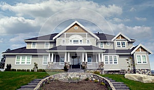 High-end Designer Upscale Mansion House Home Dwelling Residence Large Front Porch Exterior