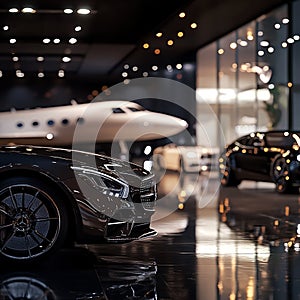 High-End Luxury Car Showroom with Luxury Sedans photo