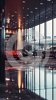 High-End Luxury Car Showroom with Luxury Sedans photo