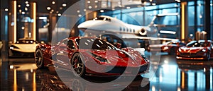 High-End Luxury Car Showroom with Luxury Sedans photo