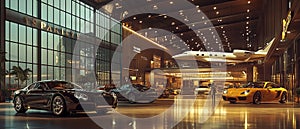 High-End Luxury Car Showroom with Luxury Sedans photo