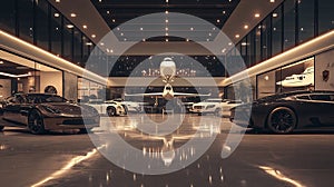 High-End Luxury Car Showroom with Luxury Sedans photo