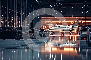 High-End Luxury Car Showroom with Luxury Sedans photo
