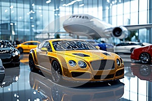 High-End Luxury Car Showroom with Luxury Sedans photo
