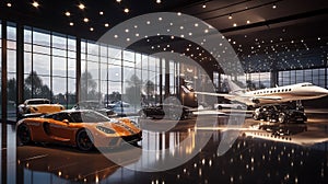 High-End Luxury Car Showroom with Luxury Sedans photo