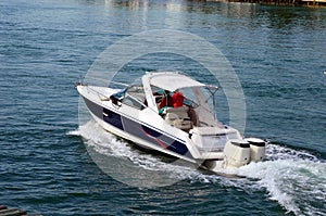 High-end motor boat on the Florida Intra-Coastal Waterway