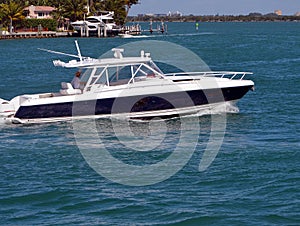 High-end motor boat on the Florida Intra-Coastal Waterway