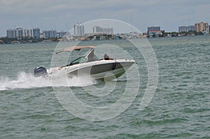 High-end motor boat on the Florida Intra-Coastal Waterway