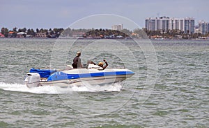 High-end motor boat on the Florida Intra-Coastal Waterway