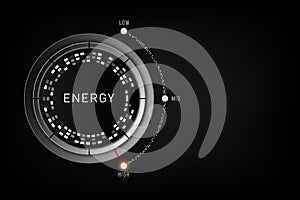 High Energy level concept - Efficiency level control button on high position. vector illustration photo