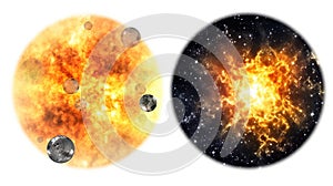 High-energy particles explosion. Star explosion with particles. Star warp and Wormhole. Ai Generated