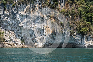 High epic limestone cliffs at Cheow Lan lake, Khao Sok National Park, Suratthani, Thailand.