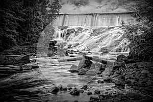 High Falls at Bancroft, Ontario BW photo